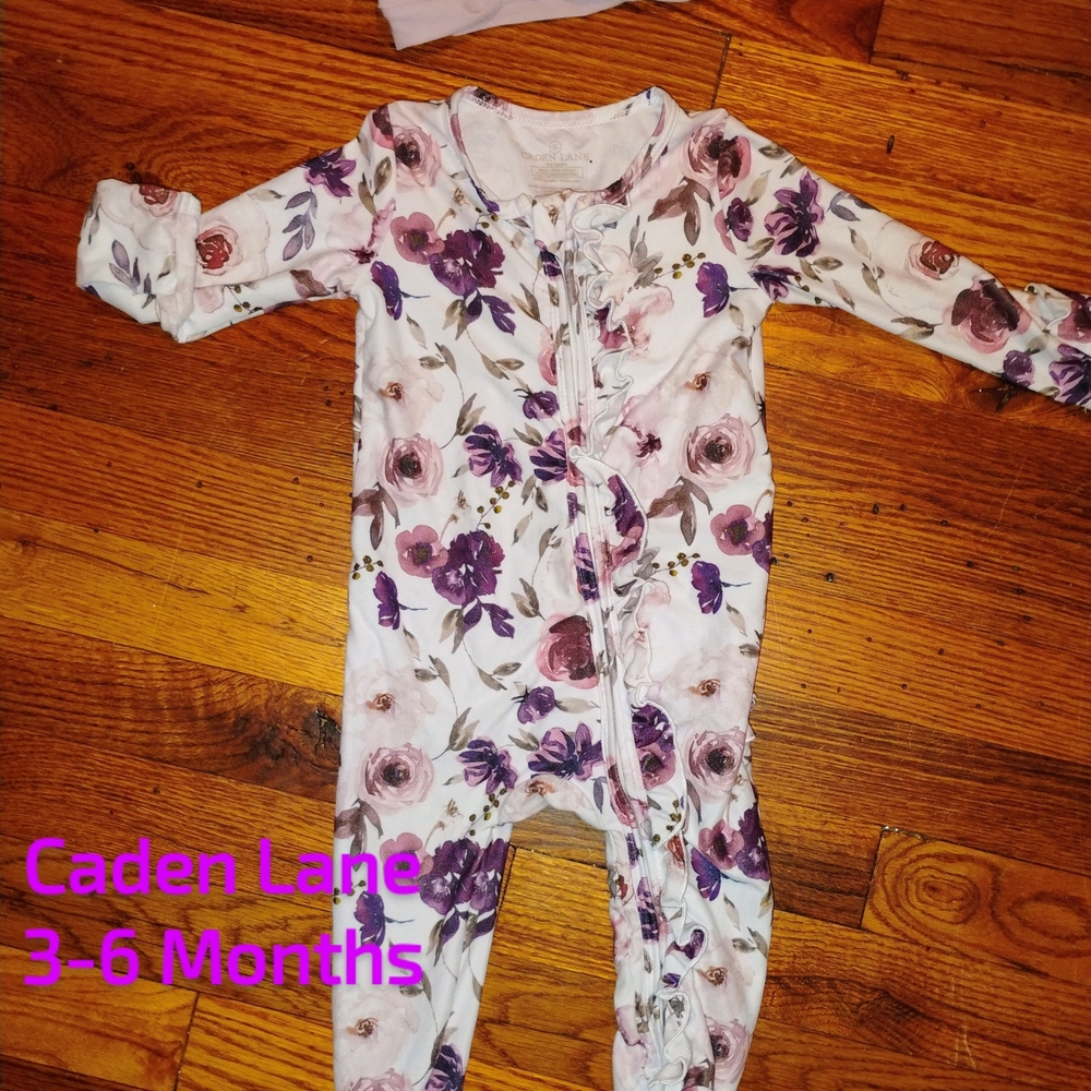 Caden Lane Floral Bamboo Sleeper With Bow 3-6 Months